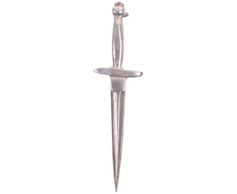 Rare WW2 British No2 Commando Beret Badge, in the form of a Commando dagger fashioned from a piece of mess cutlery. Badge has