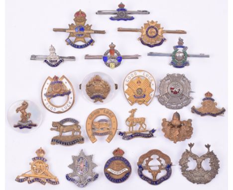 Selection of Regimental Sweetheart Brooches and Lapel Badges, including Royal Tank Regiment on mother of pearl backing, Royal