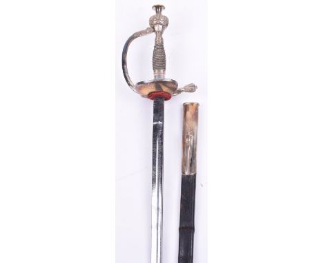 Imperial German Alter-Art Infantry Officers Sword Degen, with silver plated fittings, wire bound grip, single d shaped knuckl