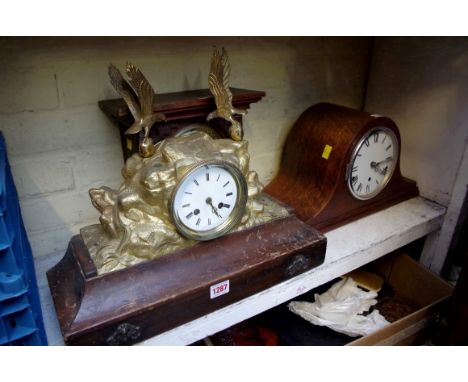 Three various mantel clocks.  