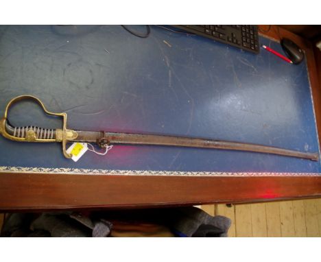 An Army Officer's sword and steel scabbard,&nbsp;the blade inscribed with maker's mark. 