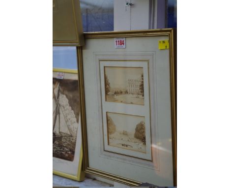 A F Scutt,&nbsp;'Bosham', signed, oil on canvasboard, 16 x 34cm; together with an en grisaille watercolour of a country house