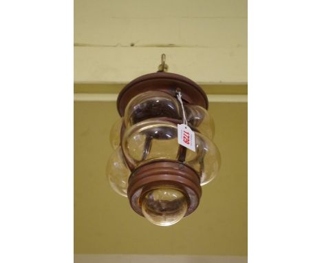 A copper and glass small ceiling lantern. 
