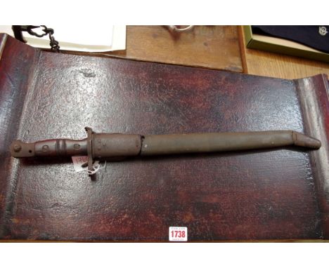 A World War I U.S Winchester M1917 bayonet, in second pattern scabbard. 