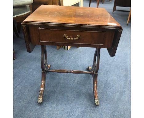 MAHOGANY SOFA TABLE, along with a two tier occasional table, 72cm high (2)