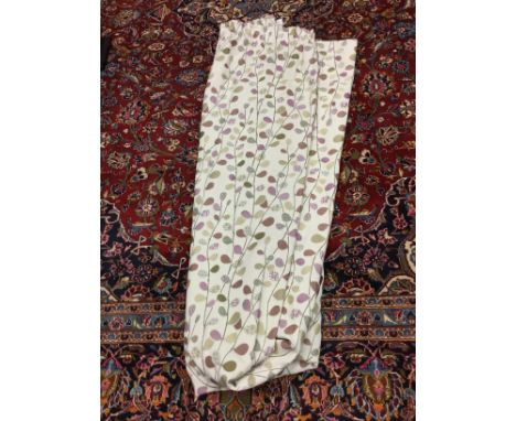 TWO PAIRS OF CURTAINS, one with floral decoration, vaguely in the style of William Morris