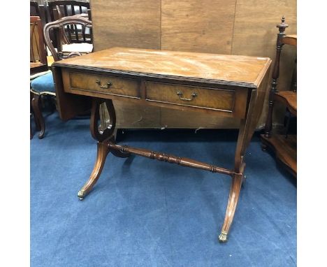 REPRODUCTION WALNUT SOFA TABLE, 90cm wide