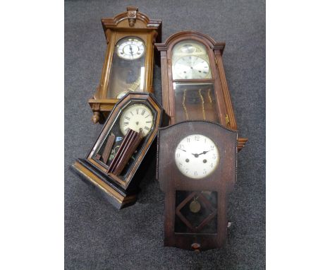 A box of antique and later wall and mantel clocks (a/f - 4)