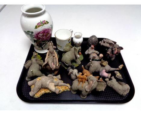 A tray of miscellany to include Portmeirion and Aynsley vase, Royal Worcester hand-painted mug, quantity of Tuskers elephant 