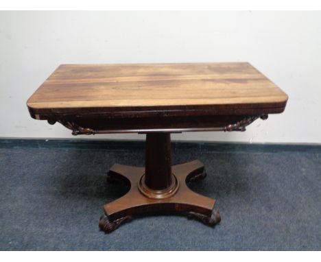 A William IV rosewood turnover top card table 