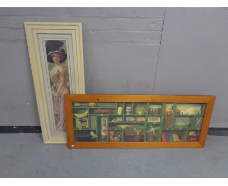 A pine framed nursery print together with one other  