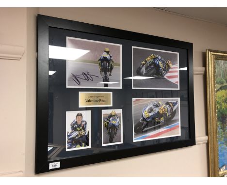 A sporting memorabilia montage : Valentino Rossi, signed photographic print, with certificate of authenticity from Montage Mo