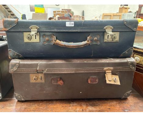 TWO VINTAGE LEATHER LUGGAGE CASES / ALL LOTS ARE LOCATED IN SL0 9LG, REGRETFULLY WE DO NOT OFFER SHIPPING, BUYERS MUST COLLEC