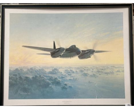 FRAMED GERALD COULSON PRINT 'DE HAVILAND MOSQUITO MKIV'. 87 X 69CM INC. FRAME 