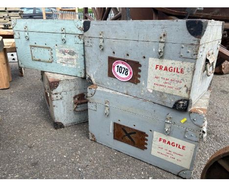 FOUR VINTAGE WOODEN CHESTS, 29CM (H) X 50CM (W) X 32CM (D) / ALL LOTS ARE LOCATED IN SL0 9LG, REGRETFULLY WE DO NOT OFFER SHI