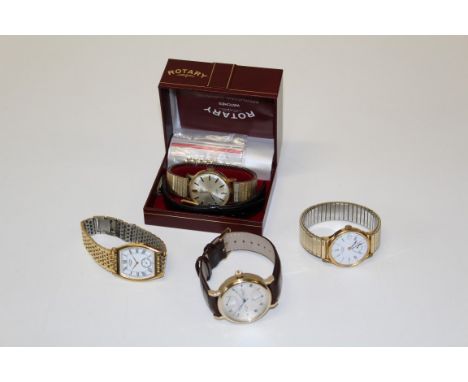 A collection of Rotary gentleman's wristwatches featuring a gold plated Rotary GS 02392/44 , on Rotary leather strap ( quartz