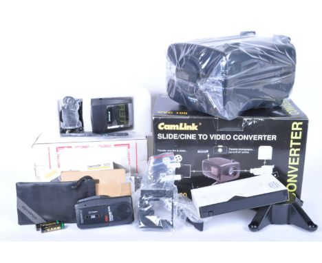A vintage retro 20th century Olympus Pearlcorder S711 Microcassette Recorder, a Neostar Model No. FS351N Cam link and another