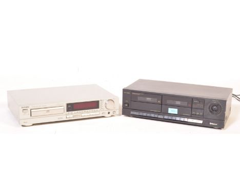 A pair of vintage Sherwood and Technics disc and cassette players. The lot including one Sherwood stereo double cassette deck