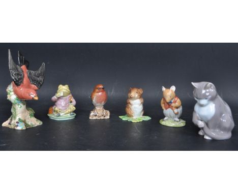 A collection of vintage 20th century ceramic animal figurines to include Beswick Beatrix Potter Jimmy Willie figure, Beswick 