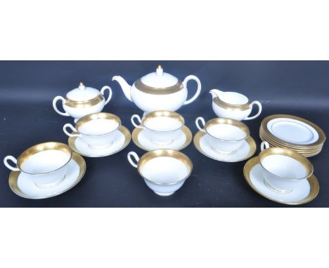 A bone chine Wedgwood Ascot tea service. Compromising of cups, saucers, tea pot, milk jug and sugar pot.&nbsp;