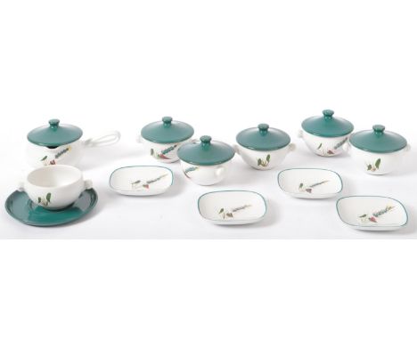 A large 20th century Denby 'Wheatsheaf' dinner and tea service comprising of teacups, saucers, gravy boats, tureens, serving 