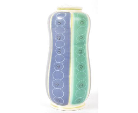 A retro vintage 20th century circa. 1950's Poole Pottery 'peanut' vase in the Freeform PLT pattern with abstracted grey and b
