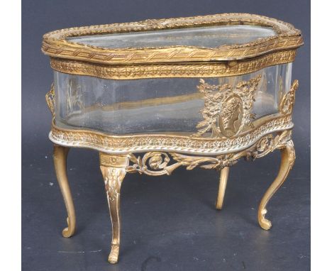 A 19th century Victorian Palais Royale / French Empire gilt metal and glass miniature trinket / jewellery box having repeatin