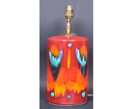 Poole Pottery - Volcano Series - A vintage retro 20th century Poole Pottery pillar lamp base in the Volcano pattern with colo