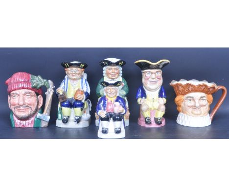 A collection of six vintage 20th century Kevin Francis and Royal Doulton ceramic toby jugs.&nbsp;The lot including one "Henry