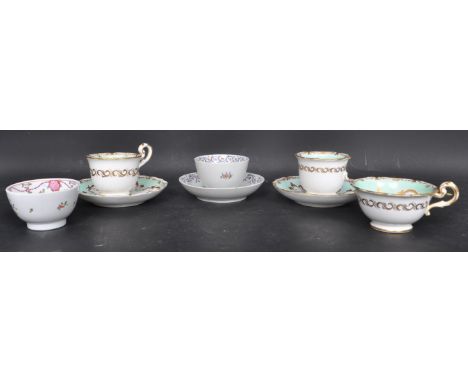 A collection of late 18th century and early 19th century English china comprising of hand painted cabinet cups and saucers ha