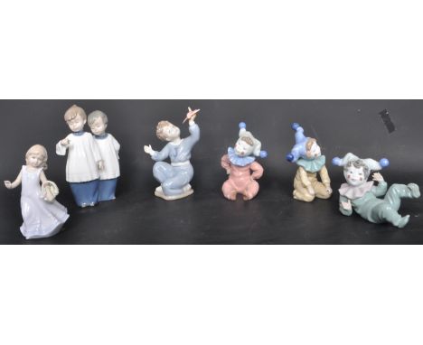 Collection of 1982 and 1996 late 20th century NAO by LLadro bone china figurines, including one The Leonardo Collection figur