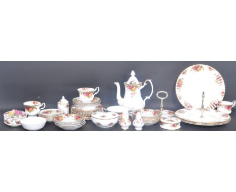 A vintage 20th century Royal Albert Old Country Roses china tea set comprising of cups, saucers, cake place, tea pot and more