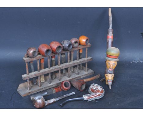 Tobacianna - An assortment of vintage 20th century gentleman's smoking tobacco pipes to include an Old Bond Pipe Company pipe