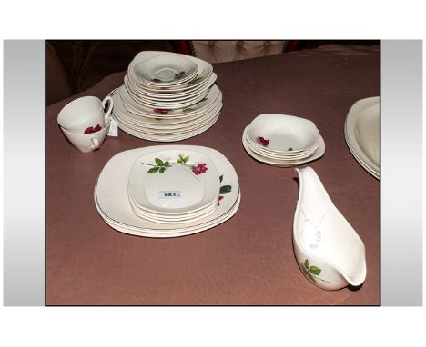 32 Assorted Pieces Of Midwinter Fashion Rose Dinnerware. Circa 1957