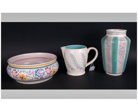 Poole Collection of 1950's Pieces, Comprises 1/ Vase - Hand Painted with Geometric Deign, Designer Alfred Read, 9 Inches High