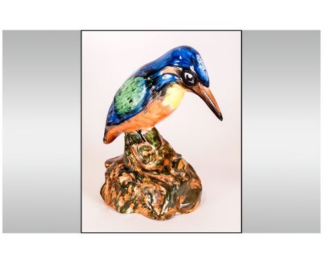 Vintage Hand Painted Ceramic Bird Figure ' Woodpecker ' Bright Colours. 4.75 Inches High.