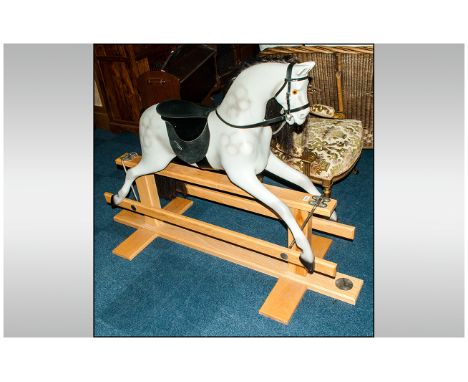 'Derby Rockers' Modern Fibre Glass Grey Rocking Horse On Wooden Frame 