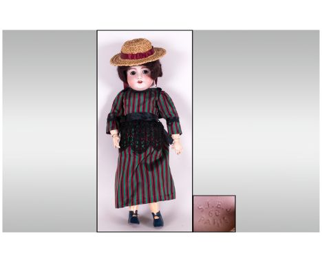 Antique - Fine Quality French S.T.B.J. 60 Paris Bisque Headed Doll with Original Composition. Fully Jointed Body, Blue Sleep 