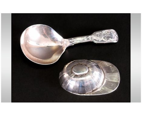 Novelty Silver Caddy Spoon In The Form of A Jockeys Cap, Hallmarked For Sheffield q 1933, Together With A Victorian Caddy Spo