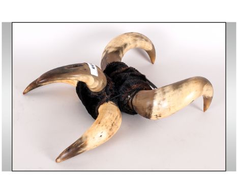 Victorian Decorative Horn Mounted Snuff Box, wall mounted, with a papier mache snuff mounted to the top