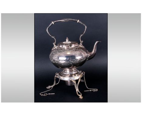 EPNS Plated Spirit Kettle On Tripod Stand