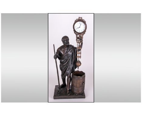 A French 19th Century Impressive Bronze Figural Mystery Clock. c.1880. 8 Day Movement. Excellent Condition. Clock 14.25 Inche