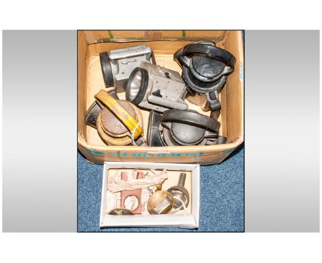 Locomotive/Railway Interest  Two Battery Aluminium 'Bardic Ltd' Hand Lamps/Torches. Together With Three Parafin Hand Lamps, T