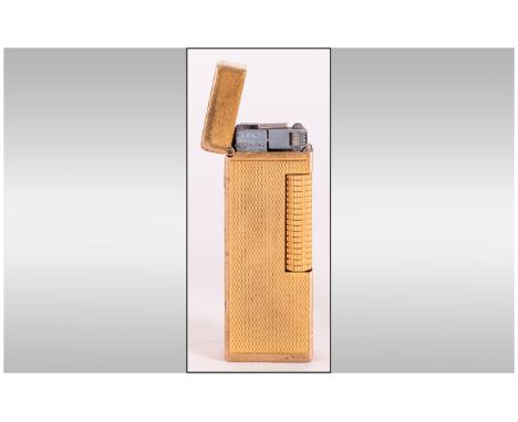 Dunhill Cigarette Lighter Gold Plated Engine Turned Case, Numbered BRIT726982.