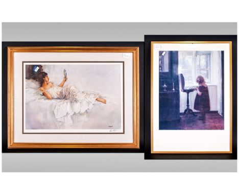 E R Sturgeon Pencil Signed Watercolour. Titled 'The Mirror'. Framed and mounted behind glass. Signed in pencil lower right. P