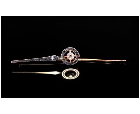 Edwardian 18ct Gold Set Diamond Stick Pin. Marked 18ct. Weight 3 grams. 