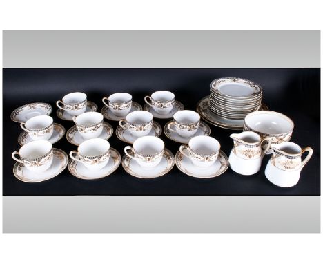 Noritake Part Dinner Service Comprising 2 sandwich/fruit plates, milk jug, side plates, cups, saucers, side plates etc. 40 pi