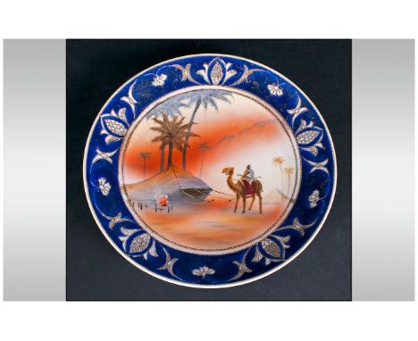 Noritake Hand Painted Cabinet Plate, Desert Scene. c.1920's. 8.5 Inches Diameter. Excellent Condition. 