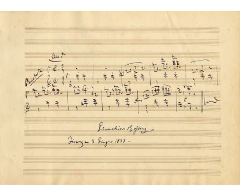 ROSSINI GIOACHINO: (1792-1868) Italian Composer. Rare A.M.Q.S., Gioachino Rossini, one page, oblong folio manuscript paper, F