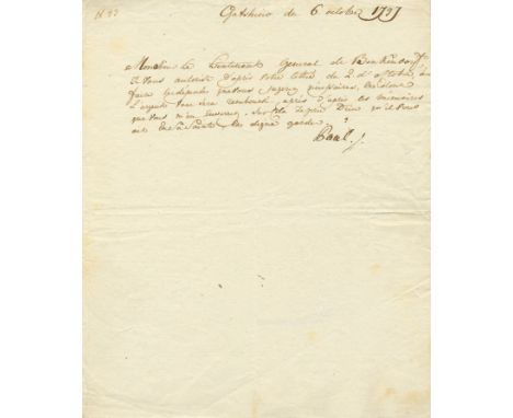 PAUL I: (1754-1801) Emperor of Russia 1796-1801. Assassinated. L.S., Paul, as Emperor, one page, 4to, Gatchina, 6th October 1